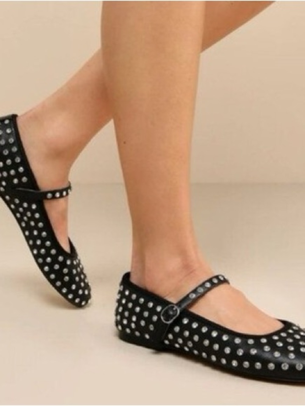 House of Harlow 1960 Black Studded Mary Jane Flats
